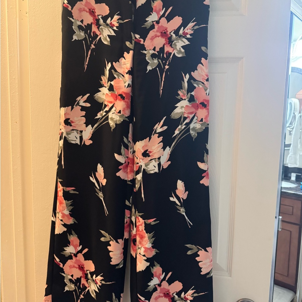 White House Black Market Black Floral Jumpsuit